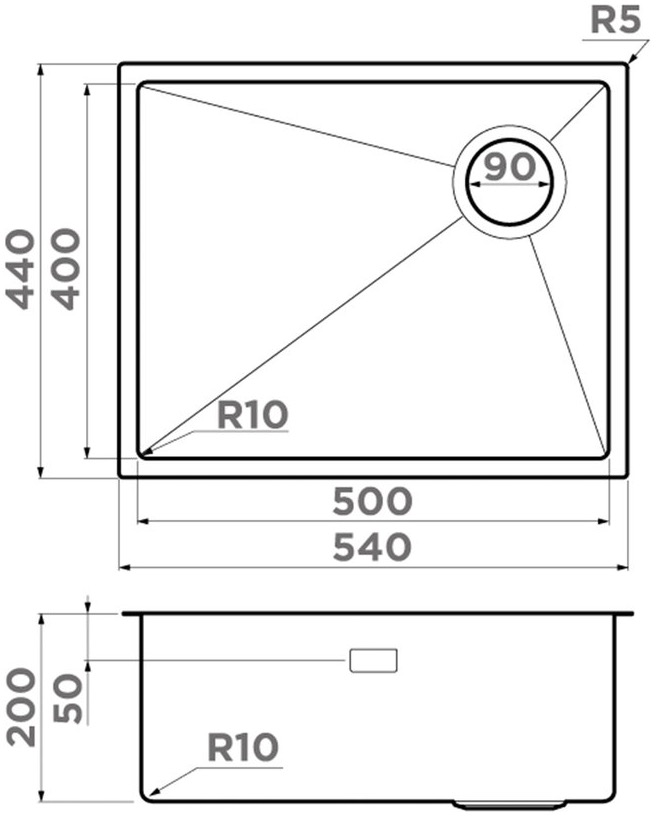 Мойка кухонная Omoikiri Taki 54-U/IF Side SF IN 4997034 из нержавеющей стали, нержавеющая сталь