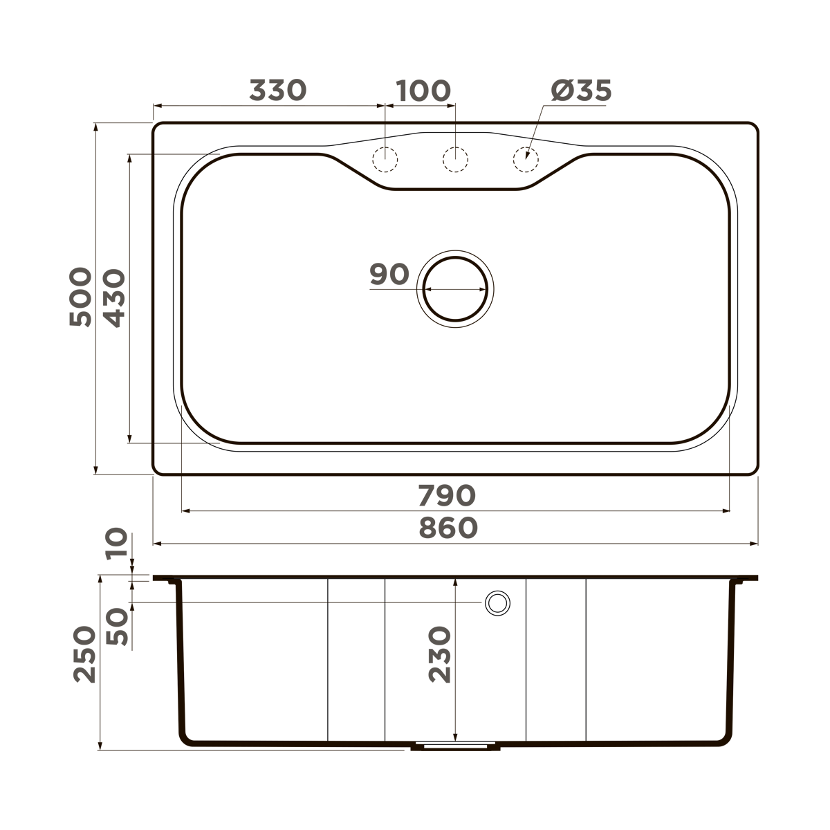Мойка кухонная Omoikiri Maru 86 GR 4993574 Tetogranit, leningrad grey