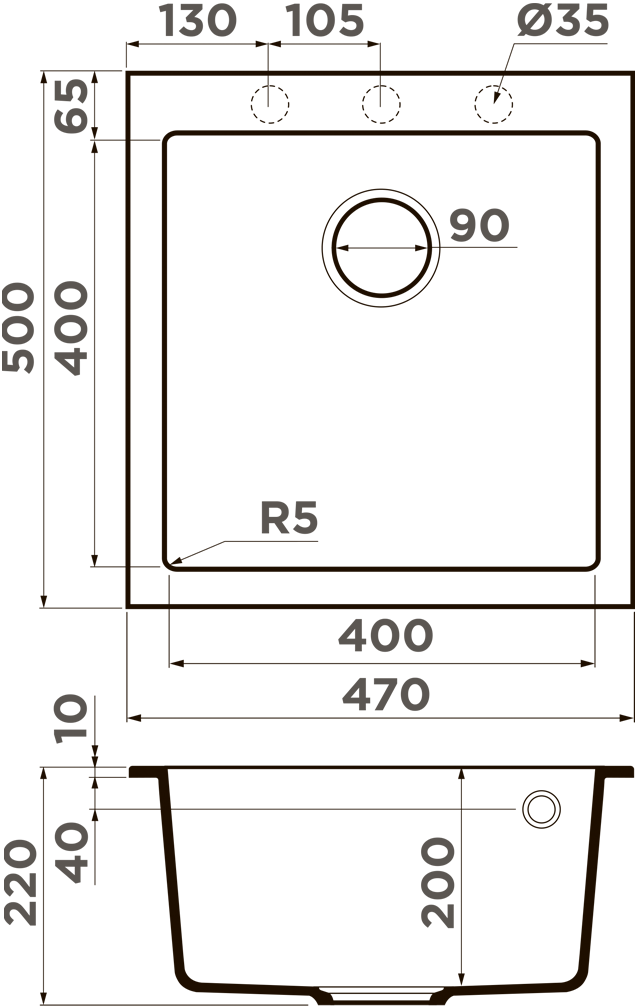 Мойка кухонная Omoikiri Bosen 47A GR 4993816 Artceramic, leningrad grey
