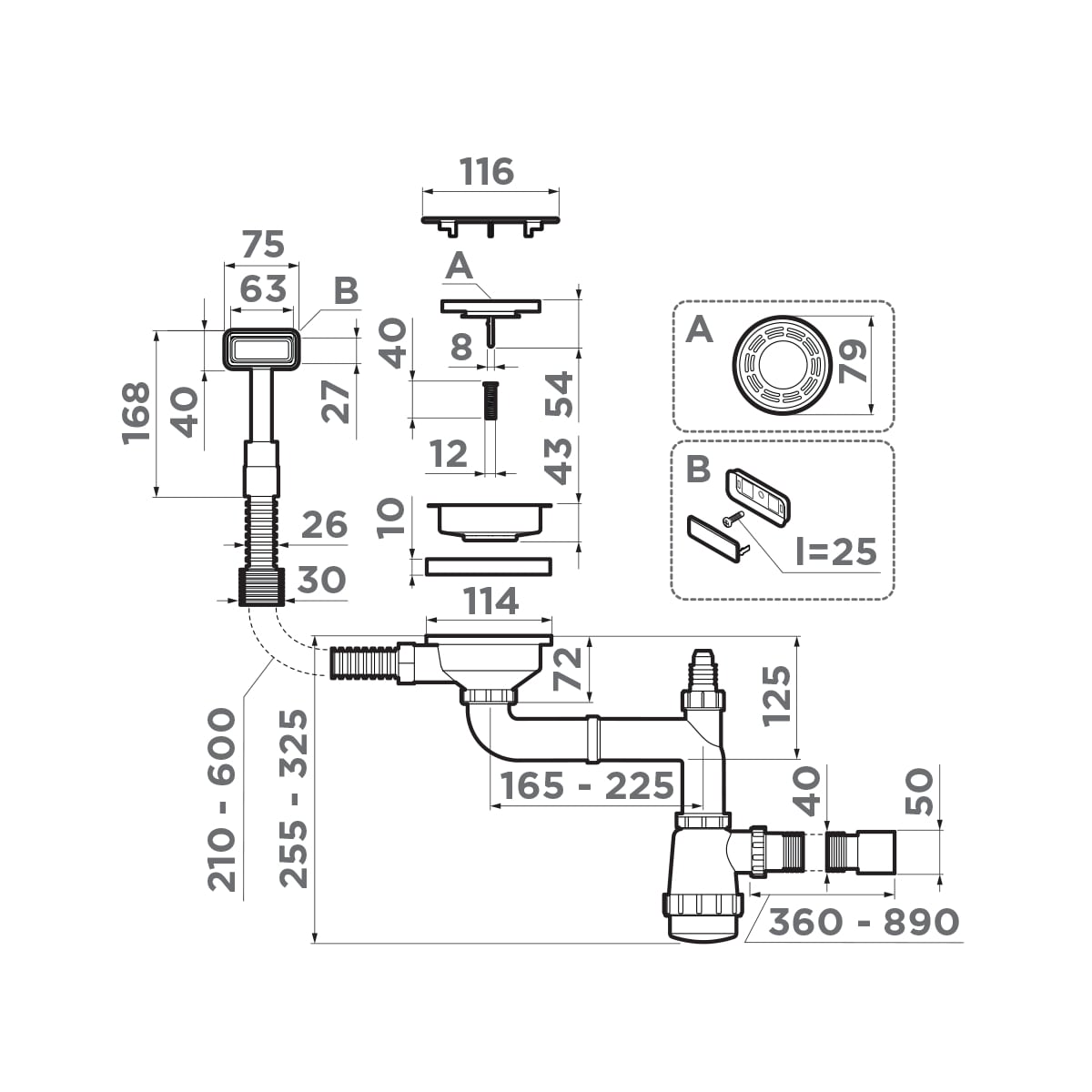 Арматура для одночашевых кухонных моек Omoikiri WK-1C LG 4956473 с прямоугольным переливом и декоративным элементом для корзины, светлое золото