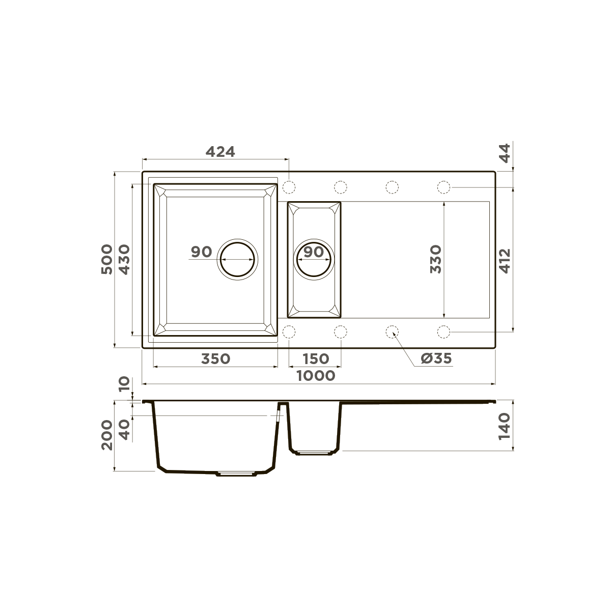 Мойка кухонная Omoikiri Sakaime 100-2 SA 4993894 Tetogranit, бежевый