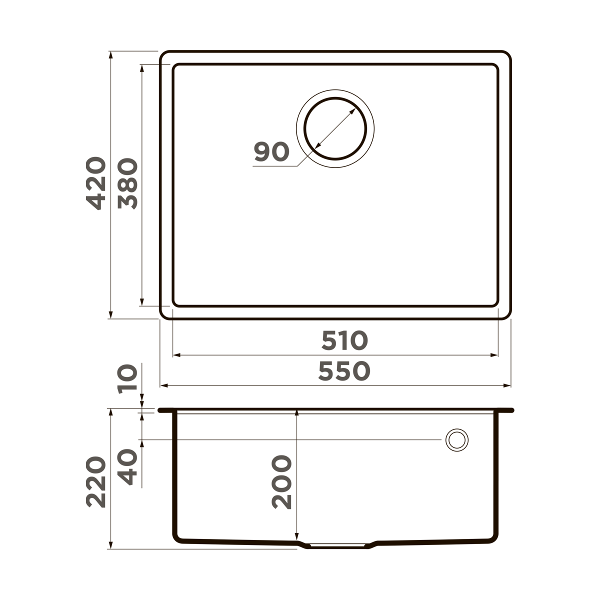 Мойка кухонная Omoikiri Tedori 54-U DC 4993992 Tetogranit, темный шоколад
