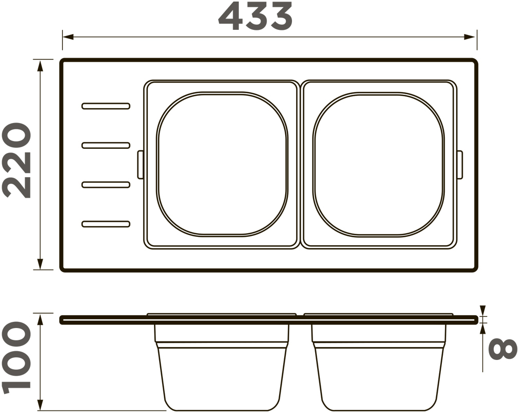 Контейнер Omoikiri DC-02-2 IN 4999075 для кухонной мойки, нержавеющая сталь