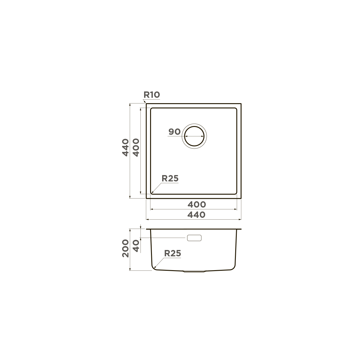 Мойка кухонная Omoikiri Tadzava 44-U/I Quadro IN 4993509 из нержавеющей стали, нержавеющая сталь
